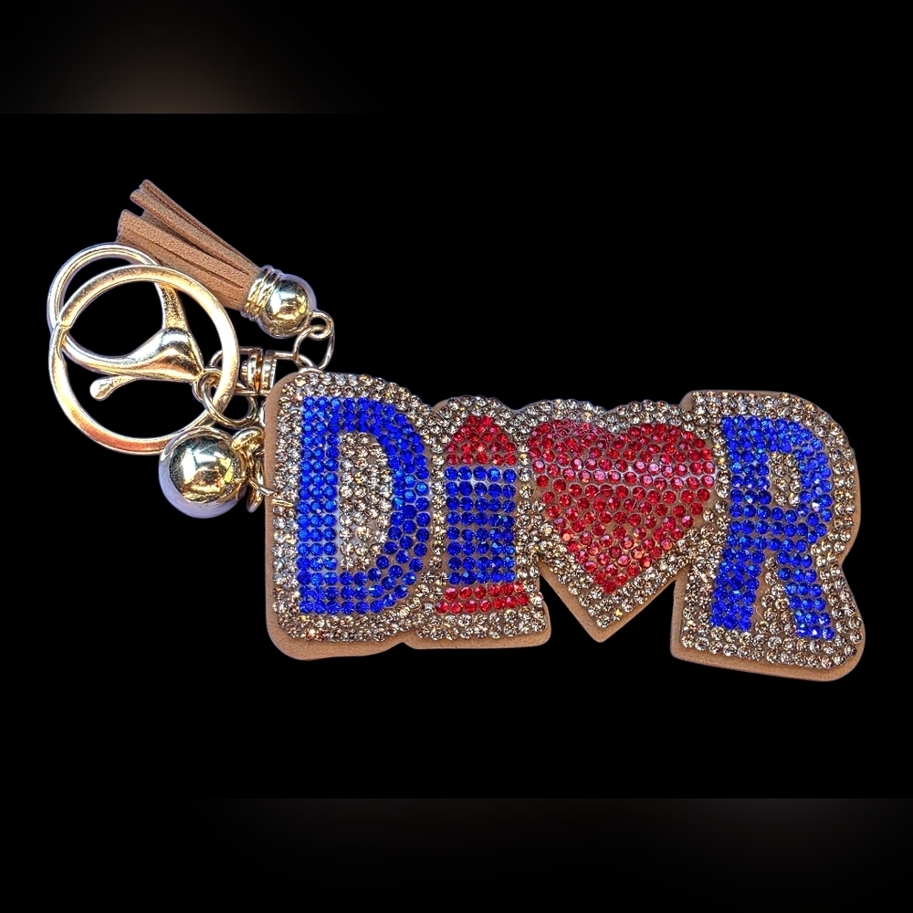 Gold Rhinestone Dior Bag Charm / Keychain